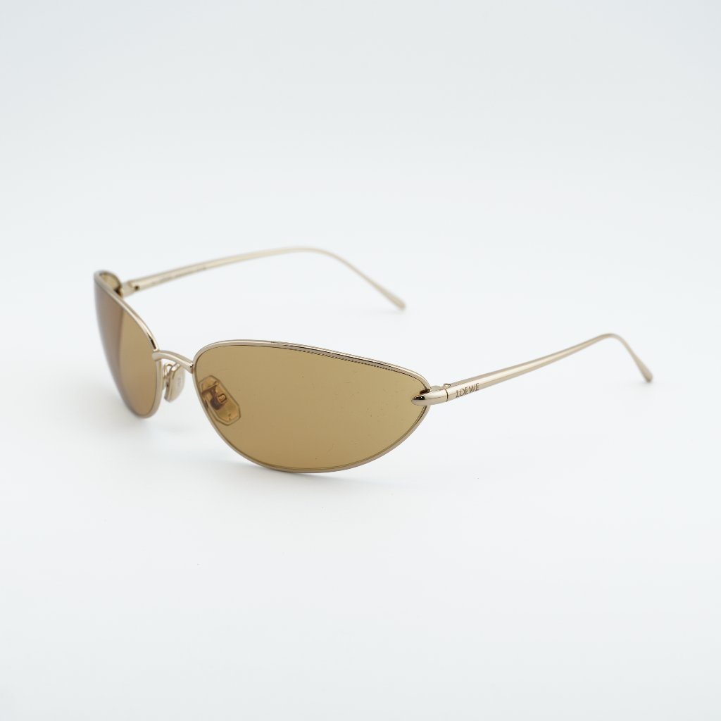 Loewe Lw40164u 32e Sunglasses Shiny Gold Oval Frame, Brown Lenses